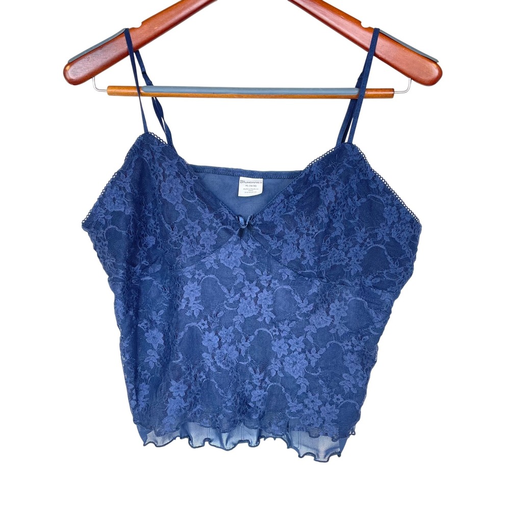 Y2K 90s No Boundries Cami Top XL Lace Mesh Whimsigoth Dark Fairy Grunge Babydoll